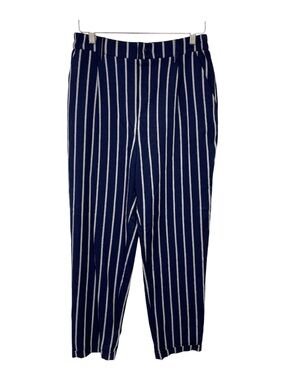 Forever 21 Navy and White Vertical Stripe Trousers Size Large